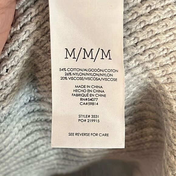 Cabi Gray Ribbed V-neck Sweater Pullover Side Zip Medium #3531 - Picture 7 of 7